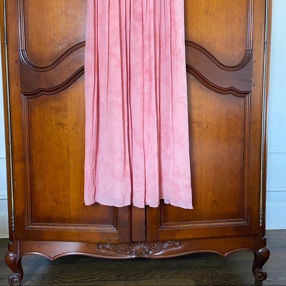 LoveShackFancy Silk Maxi Dress Pink Tie Dye Empire Pleated Bust | Size 4 - Picture 5 of 16
